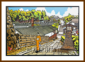酢屋の坂2（坂道の城下町）切り絵