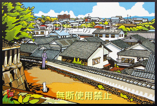 天神坂からの屋根瓦切り絵