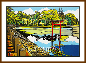 三角池（大貞八幡薦神社内）切り絵