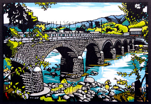 耶馬溪橋（通称オランダ橋）切り絵