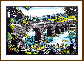 耶馬溪橋（通称オランダ橋）切り絵